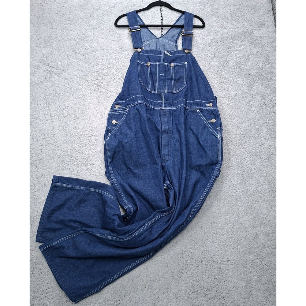 VTG‎ 80s 90s Mens 46X30 Sears ROEBUCKS Denim Blue Jean Bib Overalls Carpenter